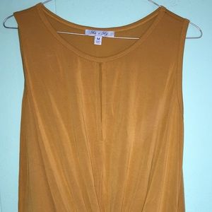 Mustard front knot top